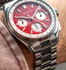 Bulova lunar pilot red coral